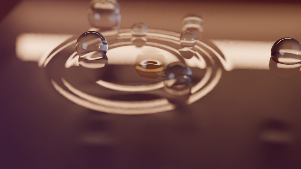 水滴：着水ごとに広がる波紋