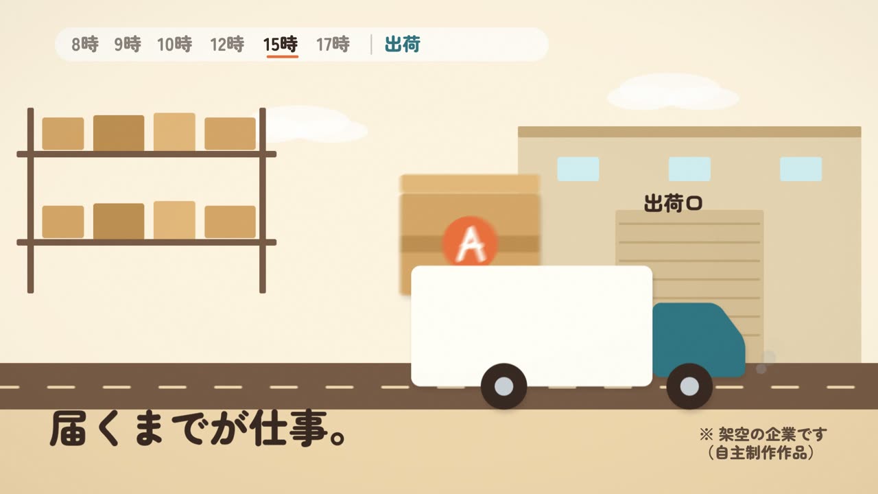 出荷：箱に入れてトラックへ